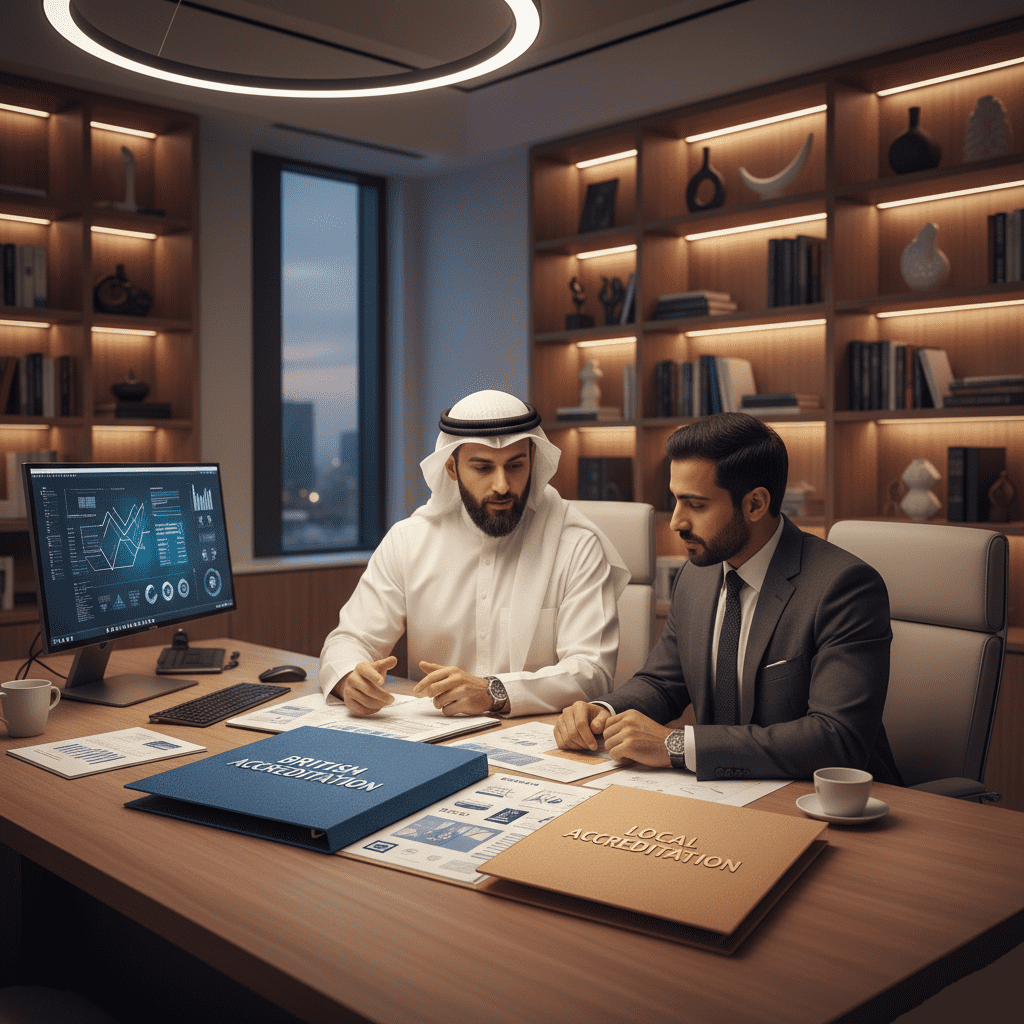  Comparison between British accreditation and local accreditation in education. 